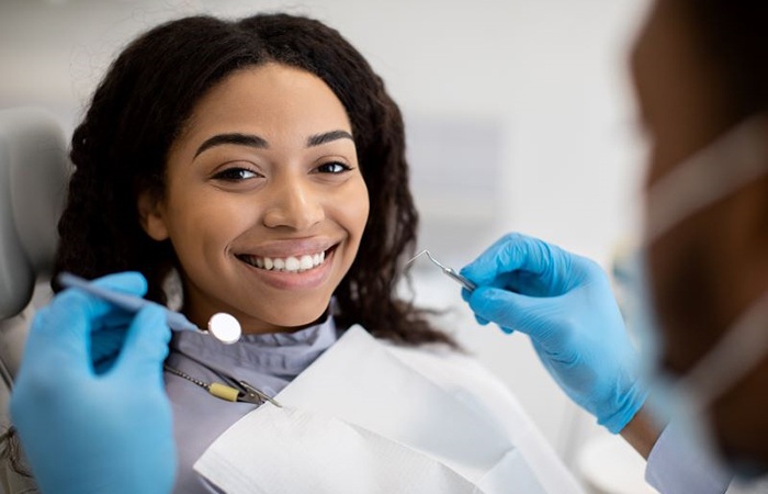 Dental patient smiling during checkup