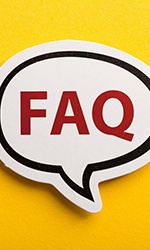 FAQ word bubble on bright yellow background