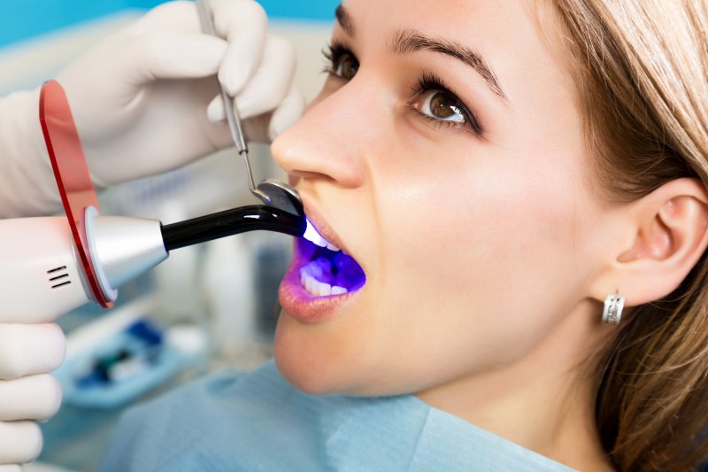 patient undergoing dental bonding procedure