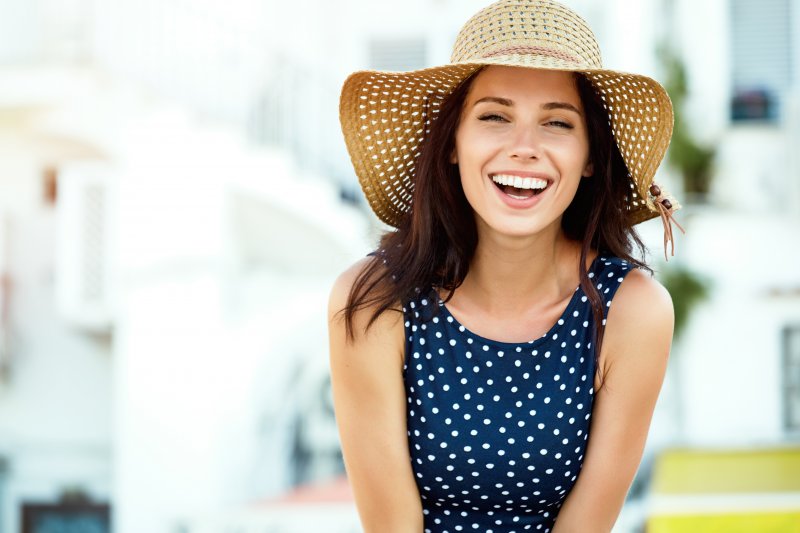 young woman after dental bonding 